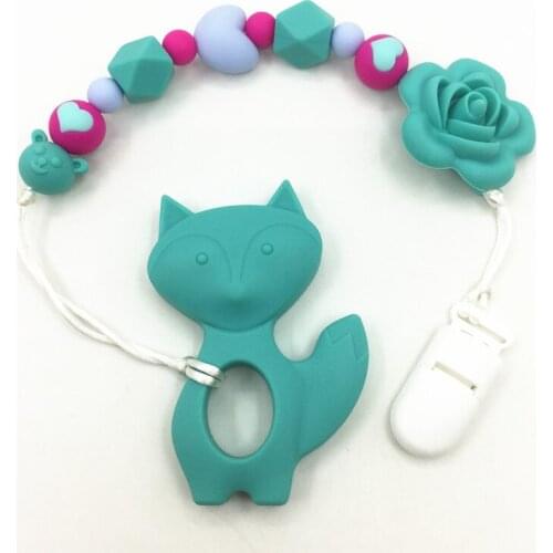 Silicone teething fox Teething necklace ,baby teeth giraffe necklace .silicone Teething loose beads pendant Necklace