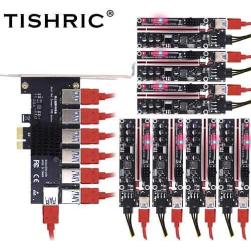 TISHRIC PCIE 1 To 4 PCI Express Multiplier PCIE Express X16 Multiplier Riser PCIE 16X Hub 009C/009S Plus Riser For Video Card