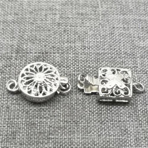 2 Pieces of 925 Sterling Silver Filigree Pearl Box Clasps w/ Rhodium Plated