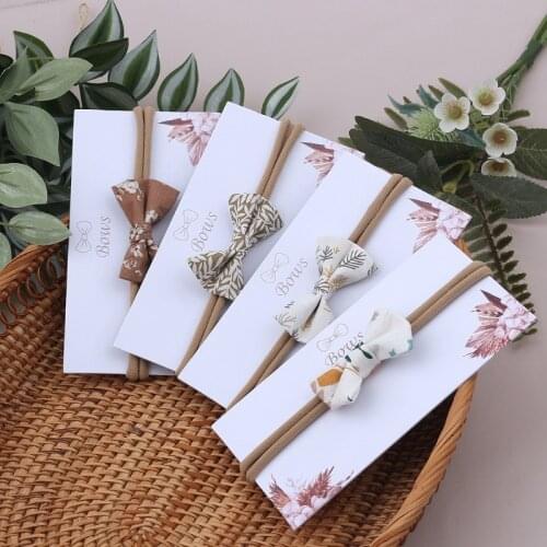 Baby Girls Elastic Bow Headband Fashion Printing Bowknot Hair Band Newborn Toddler Kids Soft Cotton Headwear Hair Accessories