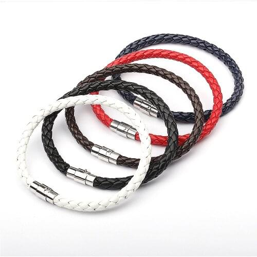 Charm Women Bracelet Leather Braided Alloy Magnetic Clasps Bracelets for Women Men Couple Fashion Braclet Armband Jewelry Gifts