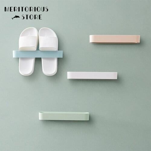 1Pcs Wall Mount Seamless Stickers Shoes Rack Shoes Hanger Holder Storage Rack Bathroom Wall-mounted Slippers Shelf Dropshipping