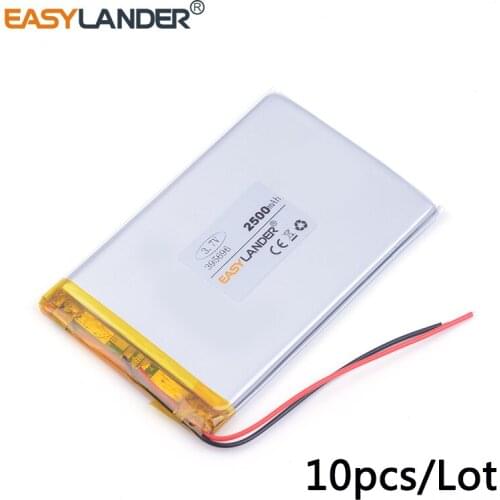 10pcs /Lot 3.7v lithium Li ion polymer rechargeable battery 395696 2500mAh For MP5 GPS PSP DVD E-book Tablet PC phone