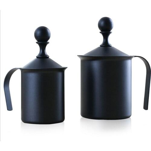 2 Pieces (400ML and 800ML) Stainless Steel Pump Fancy Coffee Cream Milk Frother Coffee Creamer Double Froth Creamer Pump