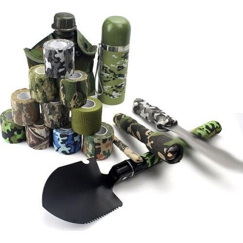 200pcs U Pick 4.5M*5CM Waterproof Outdoor Camo Hiking Camping Hunting Camouflage Stealth Tape Wraps DHL