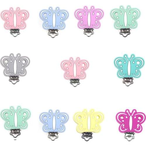 3pc Silicone Pacifier Clip butterfly DIY Baby Teething Teether Necklace Bead Tool Nurs Gift Round Heart Accessories