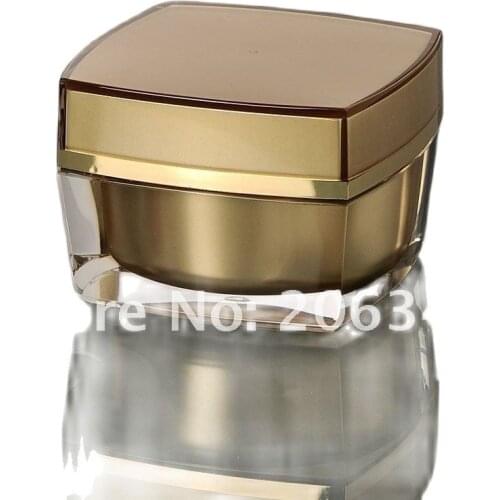 30G gold acrylic square shape cream jar, cosmetic jar