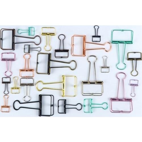 5pcs Mini Solid Color Hollow Out Metal Binder Clips Notes Letter Paper Folder dovetail Clip Office school Supplies