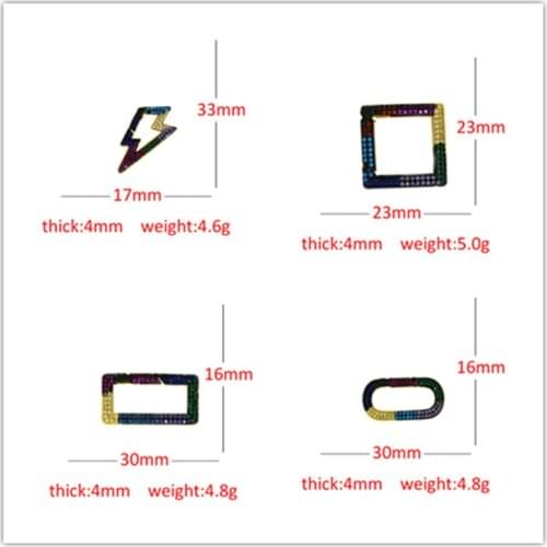 5 pcs pave micro-color zircon cz geometry heart charm gold buckle pendant fashion for making DIY jewelry findings wholesale 2021