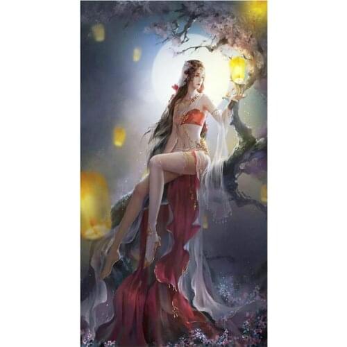 5d diy diamond painting Moon Tree Fairy diamond embroidery Fantasy Forest 3d Pictures full Square drill Mosaic,Large Size EE1946