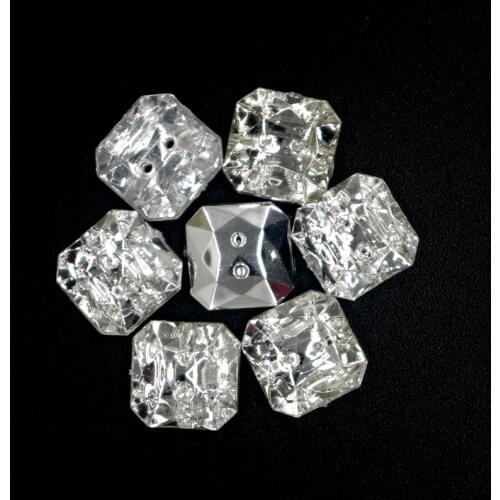 50PCs Acrylic Sewing Buttons Scrapbooking Square Shape 2 Holes Costura Botones Decorate bottoni botoes 11mm JS3004
