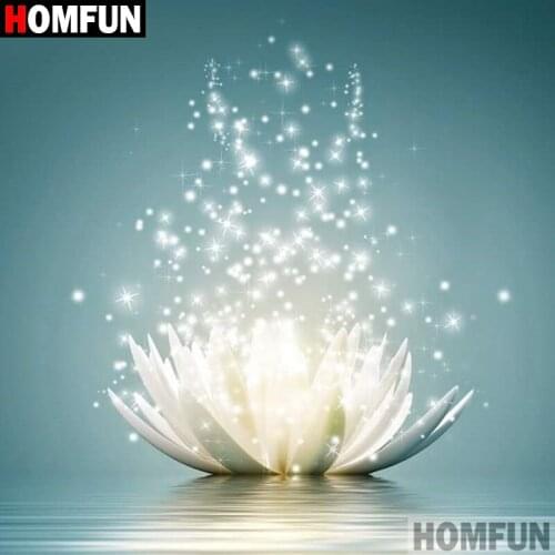 HOMFUN Diamond painting "White flower" Full Square/Round Drill Wall Decor Inlaid Resin Embroidery Craft Cross stitch A01047