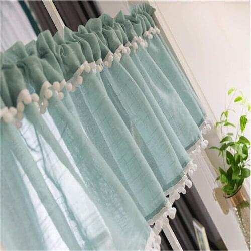 Free Shipping Quality Tube Lovely Pendant Green Curtain Lace Coffee Kitchen Short Small Shades Blinds Home Window Valance Decor