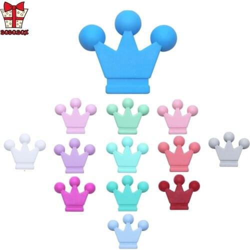 BOBO.BOX 50pcs Food Grade Crown Silicone Beads Teether Rodents Baby Teething Toy DIY Teethers Necklace Beads Nursing Accessories