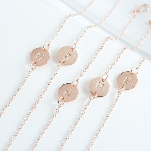 Fashion rose gold silver color 26 letter Bracelet for women girl simple Adjustable Name charm bracelet Handmade DIY Jewelry gift