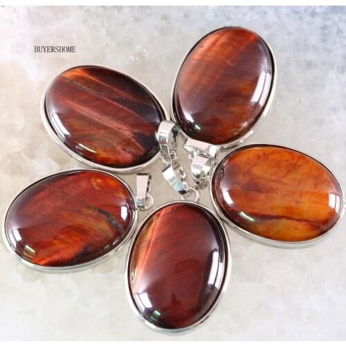 BUYERSHOME Oval 25x35MM Women Jewelry For Necklace Natural Stone Beads Red Tigers Eye Pendant 1Pcs K670
