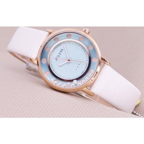 Julius Womens Watch Japan Quartz Hours Cute Pearl Fine Fashion Real Leather Bracelet Girl Retro Birthday Gift No Box