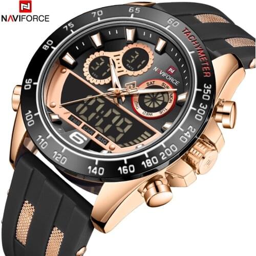 Sports Chronograph Rose Black Silicone Men 2021 New Watch Luxury Brand 30M Waterproof Quartz LED Digital BackLight Display Clock