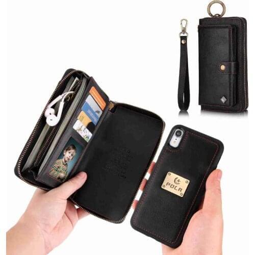 Purse Wristlet Phone Case For iphone 12 mini 11 Pro X Xr Xs Max 6 s 7 8 Plus Se 2020 Apple Etui Luxury Leather Phone Cover