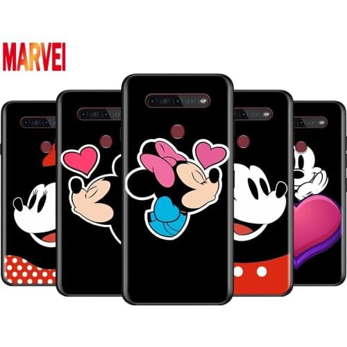 Black Mickey mouse For LG K92 K42 K22 K71 K61 K51S K41S K30 K20 2019 Q60 V60 V50 S V40 V30 G8S G8 X ThinQ Soft Phone Case