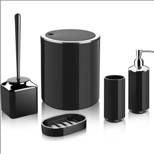 Black acrylic bathroom set 5'li chrome plated, 5 pcs