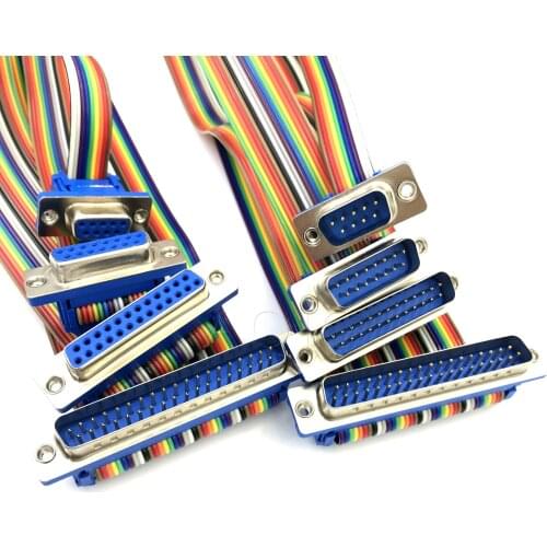 DB9 DB15 DB25 DB37 DIDC9 Male to Male Female Extention PITCH Color Flat Ribbon Cable Rainbow DuPont Wire for FC Dupont Connector