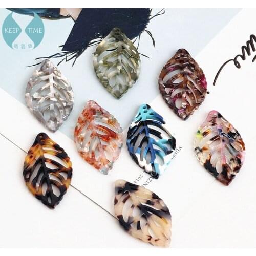 DIY handmade jewelry accessories in Japan and leaves leaves earbob eardrop acetate hollow material pendant Pendant