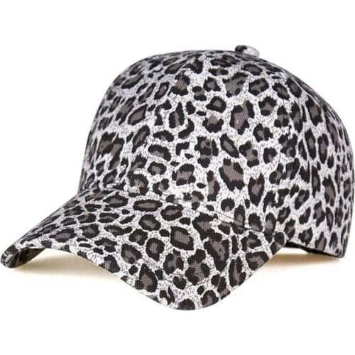 Men Womens Leopard Print Rock Baseball Caps Sports Dance Party Hats Snapback Sun Hats Hip-Hop Adjustable Caps Gray
