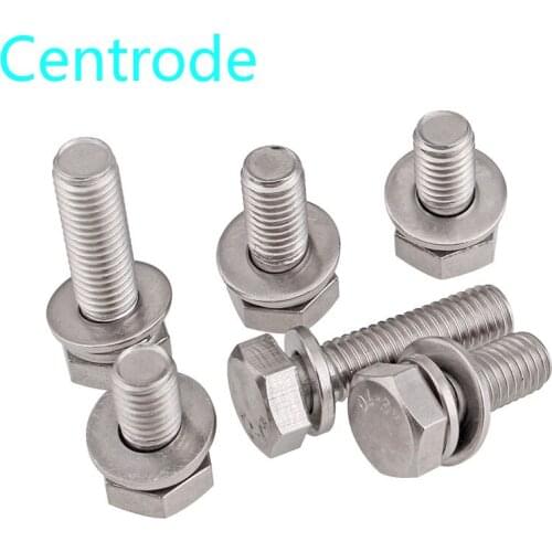 Gb9074 authentic 304 stainless steel external hexagon trimming three combination screw bolt m4-m10 10PCS