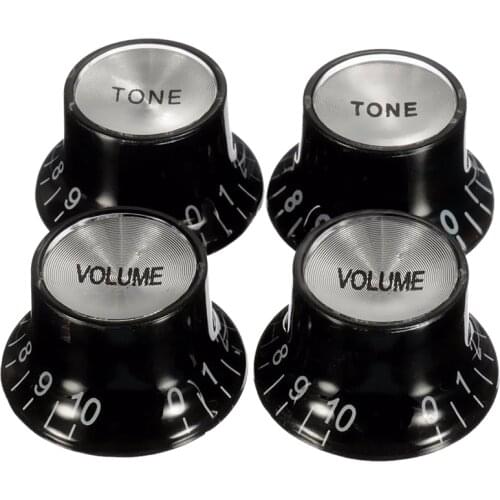 Guitar Knobs 2 Volumes and 2 Tones Silver Top Hat Bell