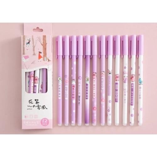 12Pcs/set Kawaii Erasable Gel Pen 0.5mm Blue Ink Pen Constellation/Sakura Cute School Office Supplies Writing Stationery Gift