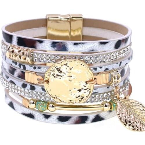 Leopard Leather Bracelets For Women 2020 Fashion Bracelets & Bangles Elegant Multilayer Wide Wrap Bracelet Jewelry wholesale