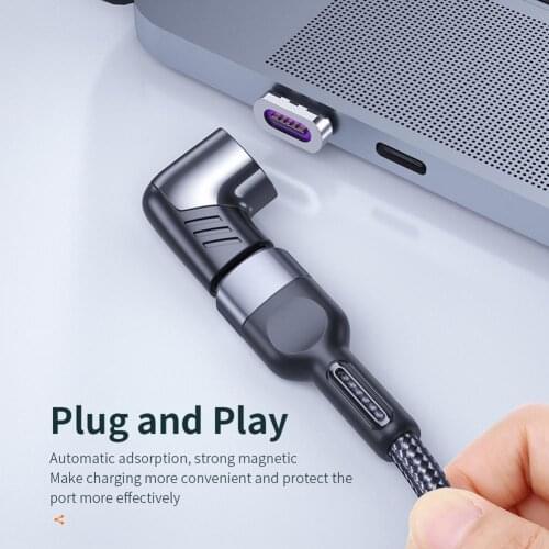 100W Usb C To Type C Magnetic Adapter Fast Charging Usb Type C Magnet Converter Magnetic Cable Right Angle Usbc For MacBook