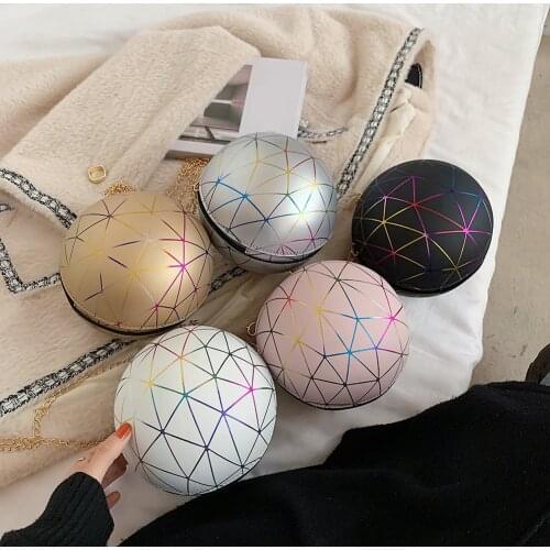 Fashion Round Ball Shaped Laser Chain Shoulder Bags for Women 2020 Handbags Small Party Street Crossbody Bag Handbags Purse
