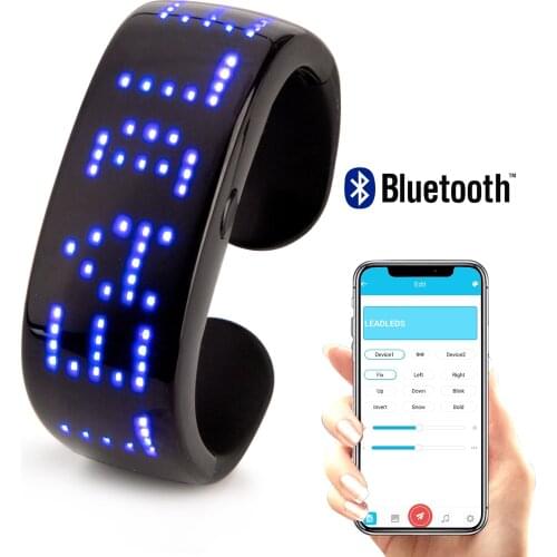 Fashion 2020 Bluetooth programmable LED sports bracelet, input text symbol time display through mobile phone APP, etc
