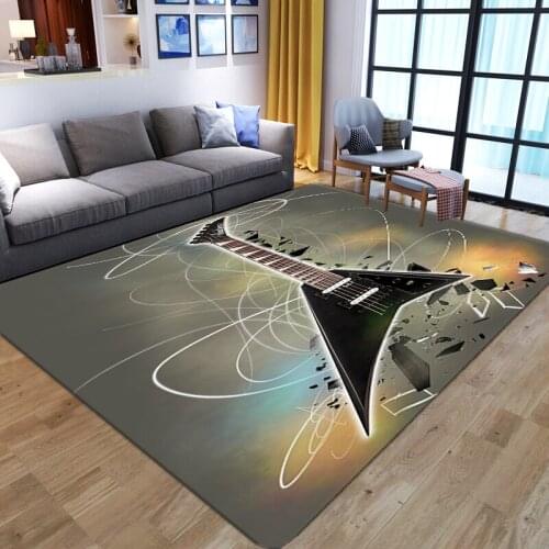 Soft Flannel Guitar 3D Printed Carpets for Living Room Bedroom Large Area Carpet Child Room Game Mat Cartoon Kids Play Floor Rug