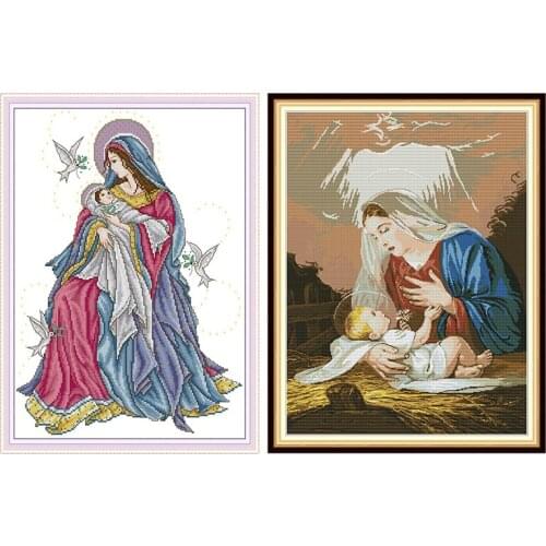 Joy Sunday Virgin and Child Series DIY 14CT Cross Stitch Kit Printed Parterns DMC Canvas Chinese Embroidery Gift Home Decoration