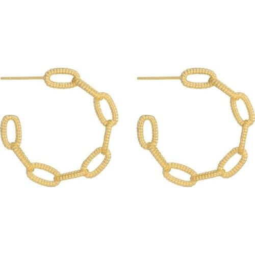 Unusual Curb Chain Gold Color Circle Hoops Exaggerate C Shape Earings For Women Fashion Jewelry