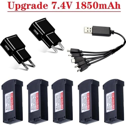 Upgrade 7.4V 1850MAH LiPo Battery Charger Sets For RC E520 E520S JD-22S RC Quadcopter Spare Parts 7.4V Drones Battery vs 1200mAh