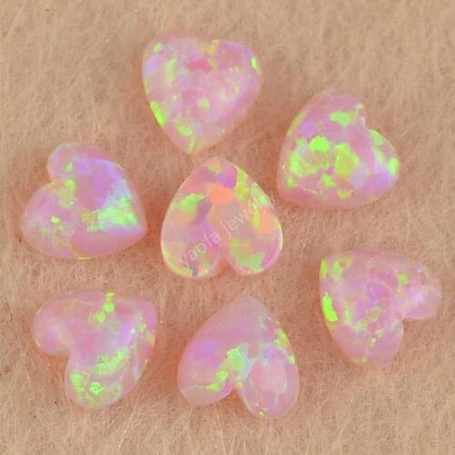 Opal factory OP08 pink synthetic opal heart shape flat cabochon opal stone for jewelry making