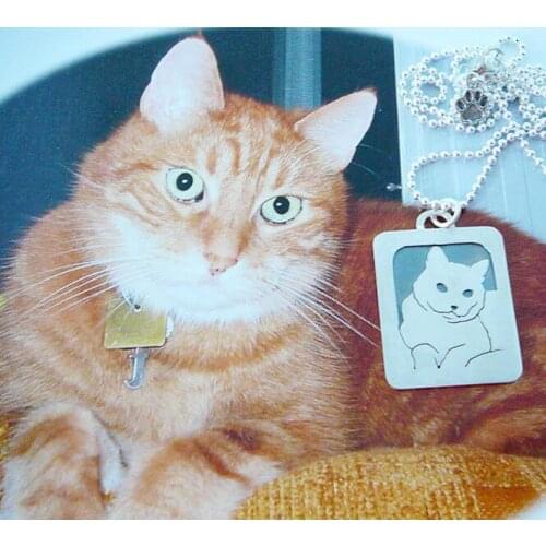 Wholesale Cat Head Shot Art Necklace, Your Pet Pendant, Cat silhouette Memory Jewelry Keepsake Memorial Gift--12 pcs/Lot