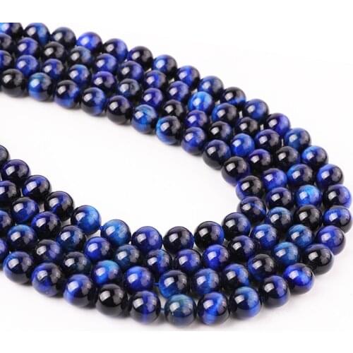 Wholesale High Quality Natural Stone Lapis Blue Tiger Eye Loose Round Beads For Jewelry Making