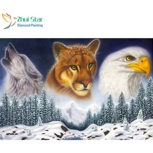 Full Square 5D DIY Diamond Painting " Wolf Eagle Leopard" Embroidery Cross Stitch Mosaic Home Decor Gif CJ6