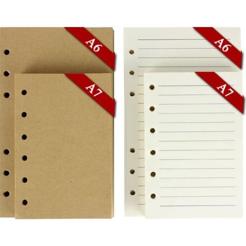 RuiZe vintage notebook filler paper 6 ring binder 80 sheets blank kraft paper white paper with lines A7 A6 notebook inner paper