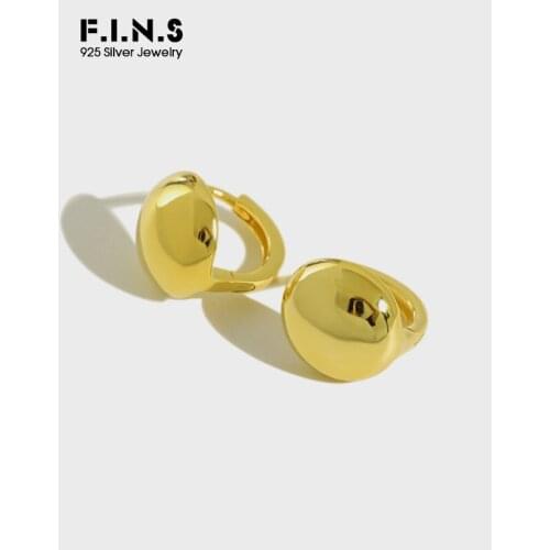 F.I.N.S S925 Sterling Silver Earrings 2020 New Minimalist Glossy Round Bead Ball Ear Buckle Earrings Hoops Prevent Allergy