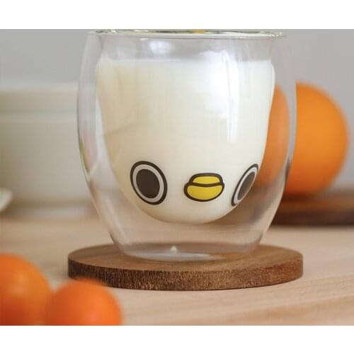 200ml Cute Cartoon Bird Milk Breakfast Mug Creative Double Glass Animal Juice Cup Couple Coffee Mugs Children Water Cups