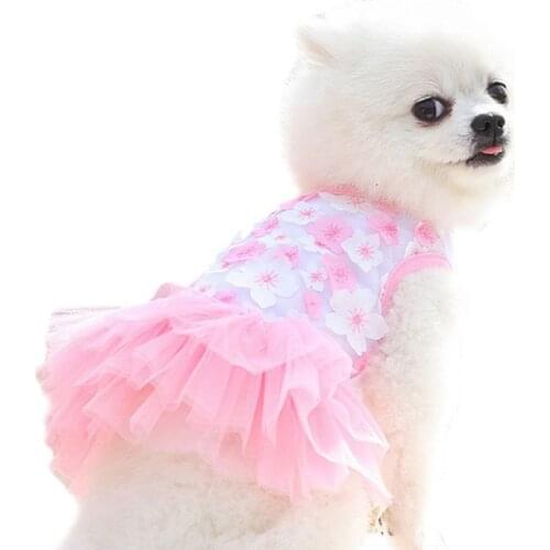 Wedding Dog Dress Princess Puppy Cats Veil Dresses Birthday Party Summer Pink Wear Pettiskirt Dogs Pet Sweet Skirt