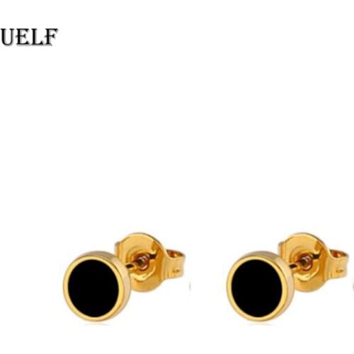 Uelf Fashion 1 Pair Round Shape Vintage Stud Earrings for Man Trendy Party Black Earrings Jewelry Men & Women Unisex