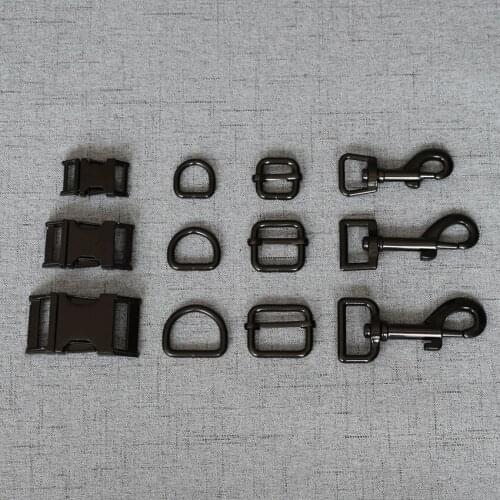 20 Sets 15mm 20mm 25mm Metal Belt Buckle Strap Slider D Ring Snap Clip Hook For Pet Dog Collar Leads Lobster Clasp Accessories