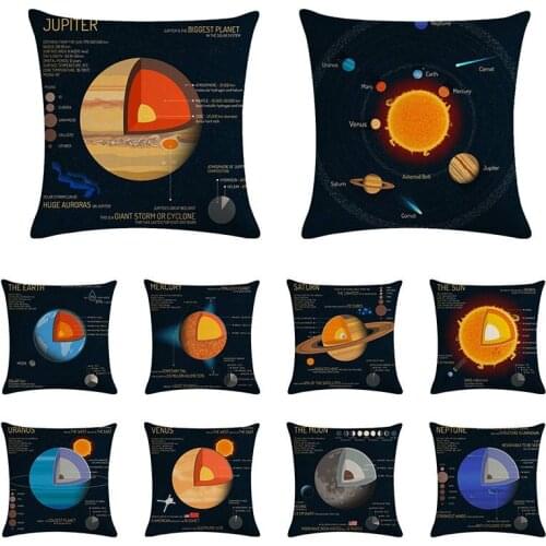 Venus Space Celestial Body Mercury Linen Printed Star Mars Cushion Cover Universe Neptune Pillow Jupiter Pillowcase ZY1164